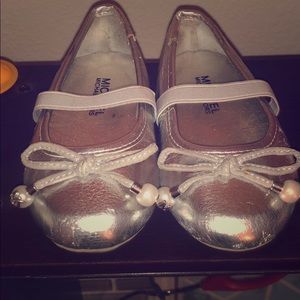 Silver ballet flats
